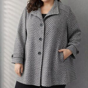 Penningtons size 5X Wool Blend Stylish Black and White Women's Button up Coat
